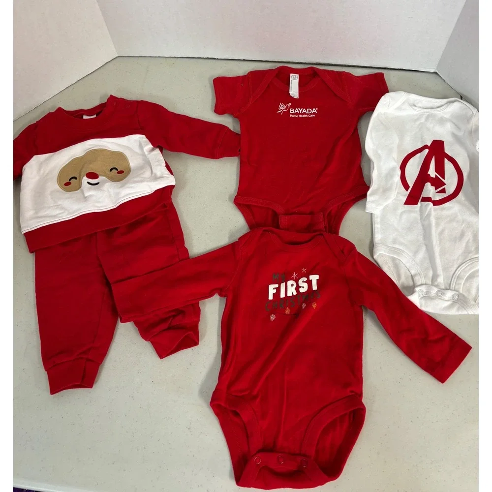 Carters Baby Boy Christmas‎ Avengers Bodysuit Sweatshirt 5 pc  Lot 6-9 Months